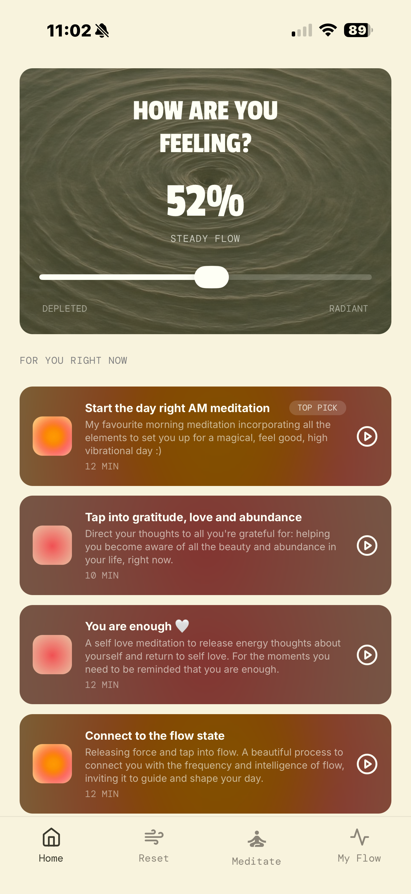 Energia app home screen